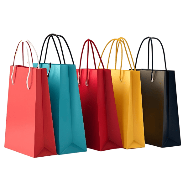 Colorful, standing side by side shopping paper bags