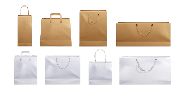 A variety of different size paper bags